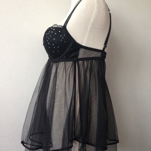 Victoria's Secret Babydoll Bridal Black Mesh Tutu - Picture 2 of 8